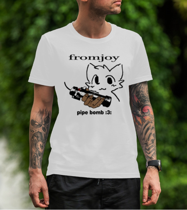 Fromjoy Pipe Bomb :3 Cat Drawing Hand Holding Bomb T-Shirt
