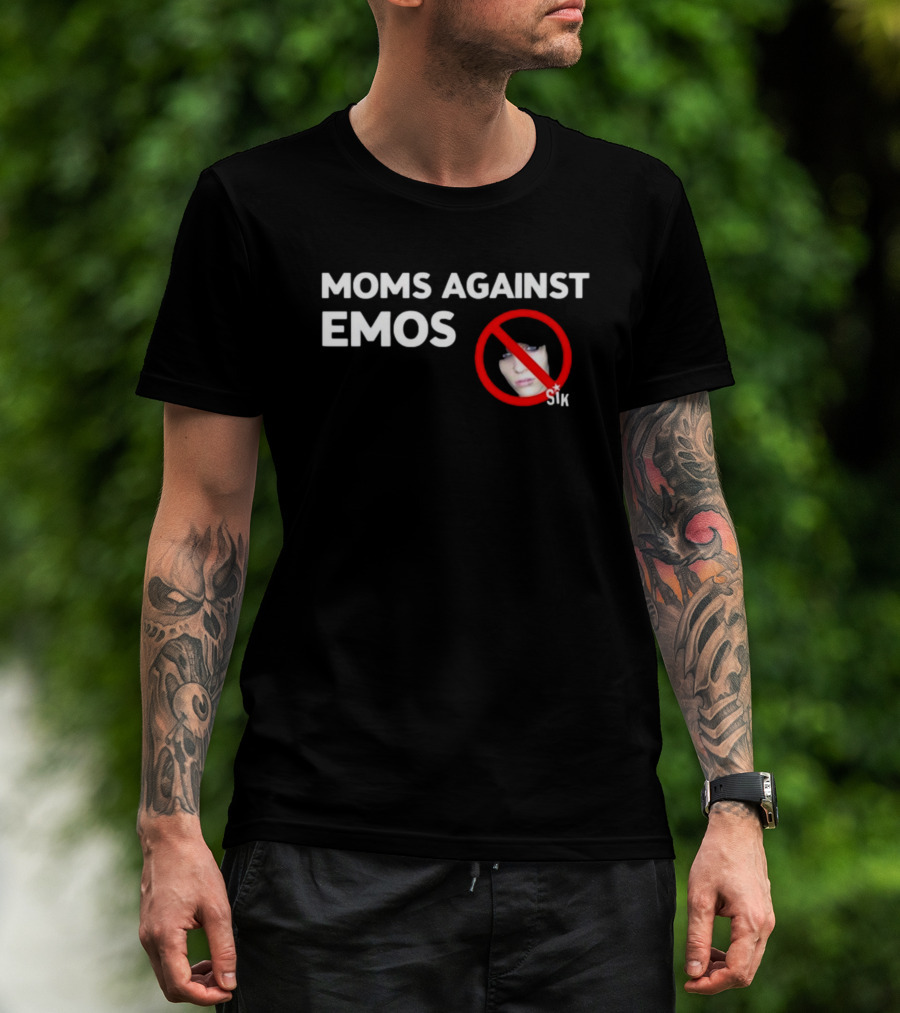 Moms Against Emos With No Emos Symbol And Sik Text T-Shirt