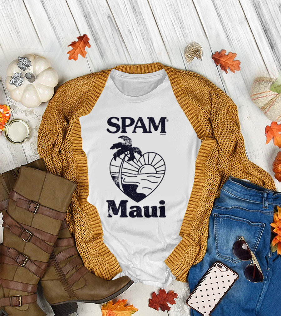 SPAM Maui Sunset Heart Palm Tree T-Shirt