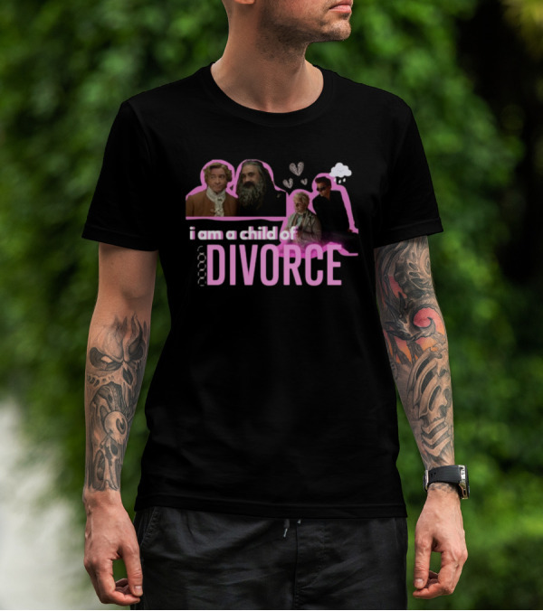 Good Omens I Am A Child Of Divorce Characters With Pink Outline T-Shirt