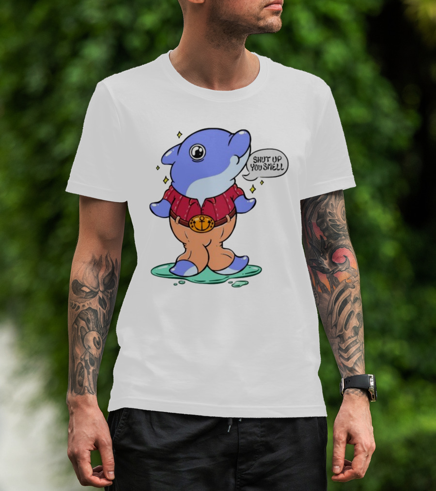 Shut Up You Smell Anchor Belt Dolphin Character T-Shirt
