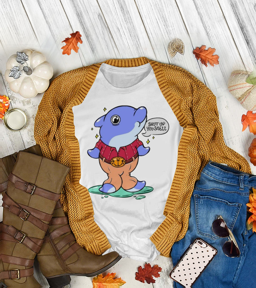 Shut Up You Smell Anchor Belt Dolphin Character T-Shirt