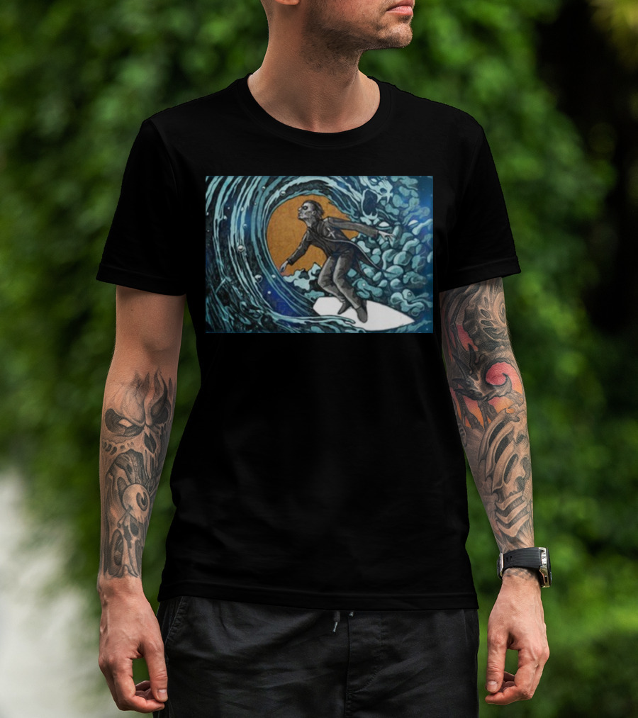 Michael Myers Surfing Massive Wave Halloween T-Shirt