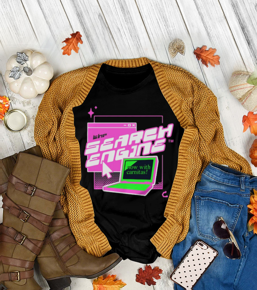 The Search Engine Now With Carnitas Neon Retro Computer Graphics T-Shirt