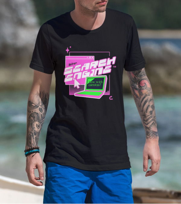 The Search Engine Now With Carnitas Neon Retro Computer Graphics T-Shirt