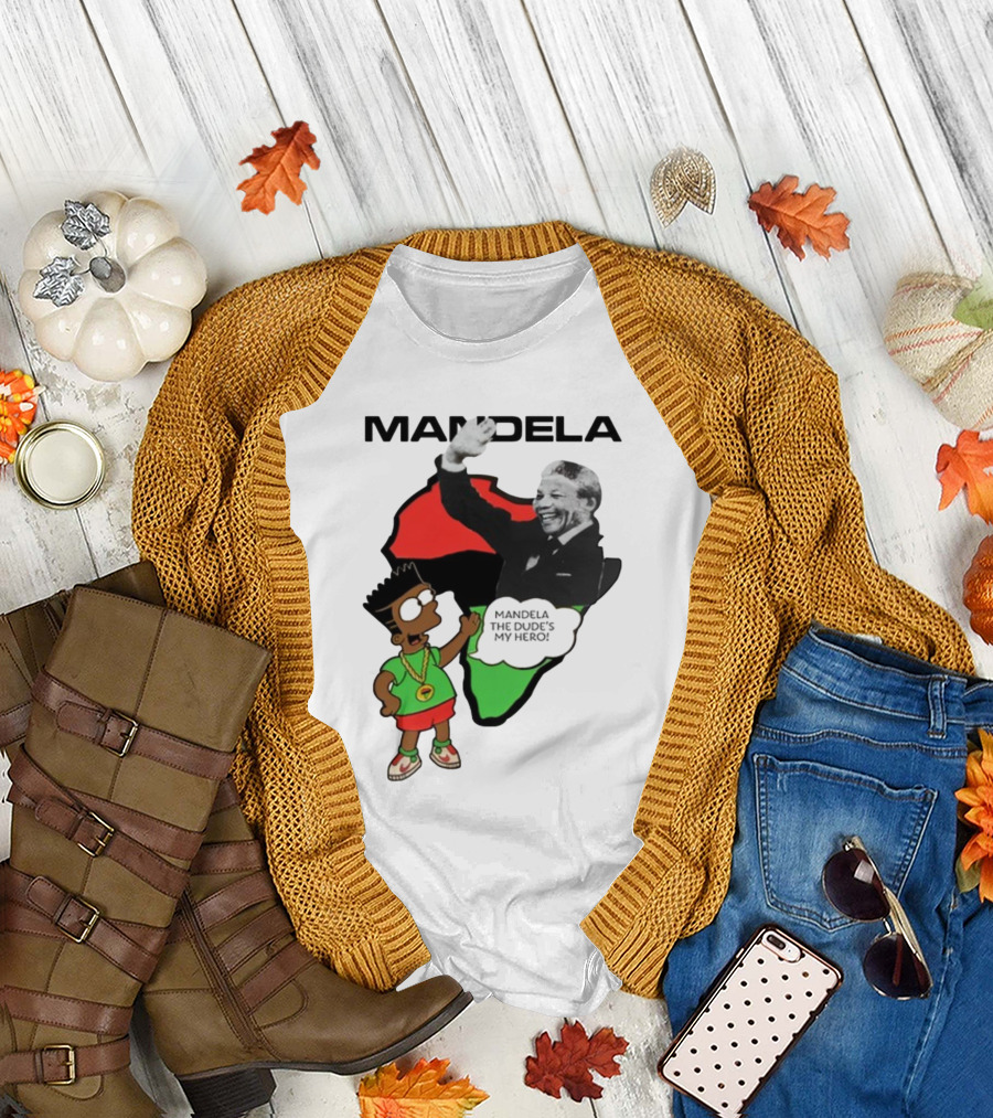 Mandela The Dude's My Hero Africa Cartoon Character T-Shirt