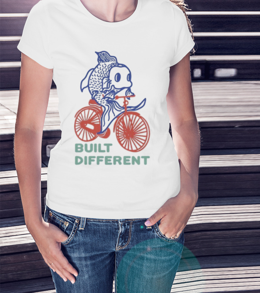Built Different Koi Bold Red Bicycle Blue Fish T-Shirt
