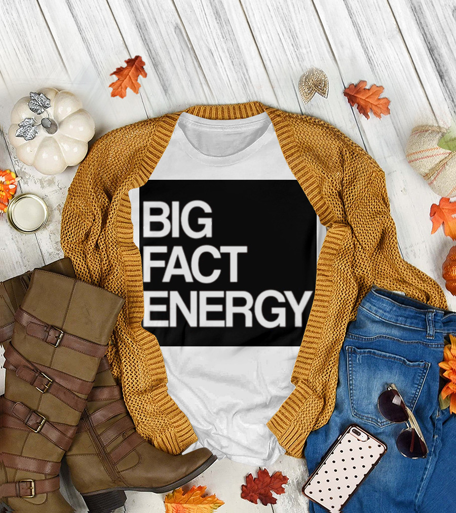 Fact Fiend Big Fact Energy Black Typography T-Shirt