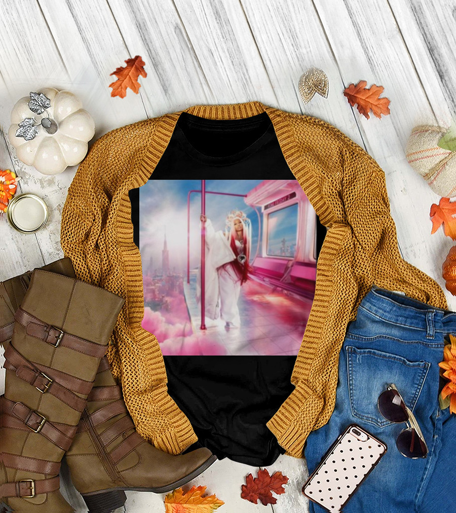 Nicki Minaj 11.17.23 Pink Friday 2 Album Art with Cityscape and Pink Subway Scene T-Shirt
