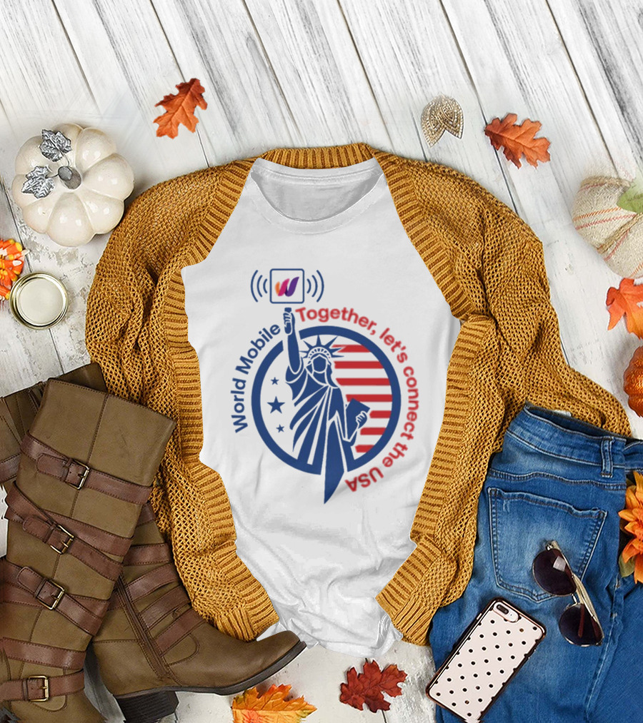 World Mobile Statue of Liberty Connect the USA T-Shirt