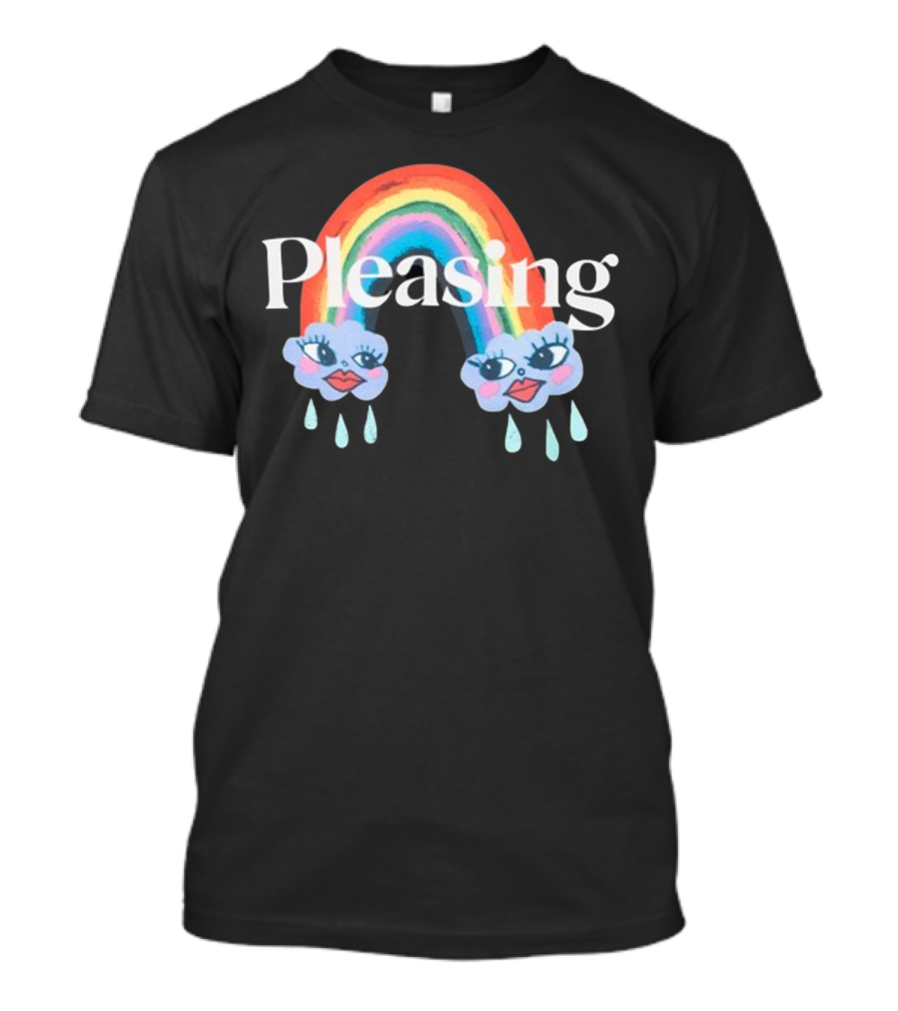 Pleasing Rainbow Clouds With Teardrops And Smiling Faces T-Shirt