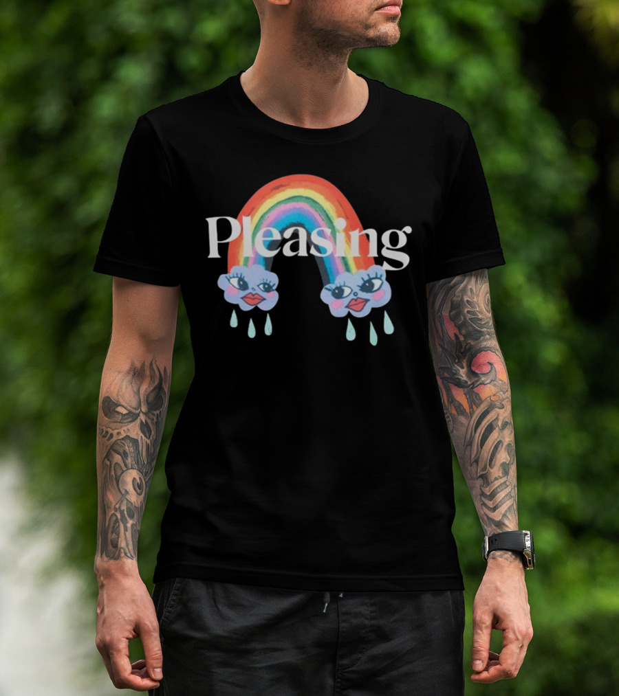 Pleasing Rainbow Clouds With Teardrops And Smiling Faces T-Shirt