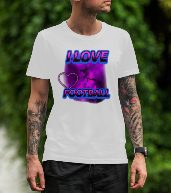 I Love Football Heart Purple Galaxy T-Shirt