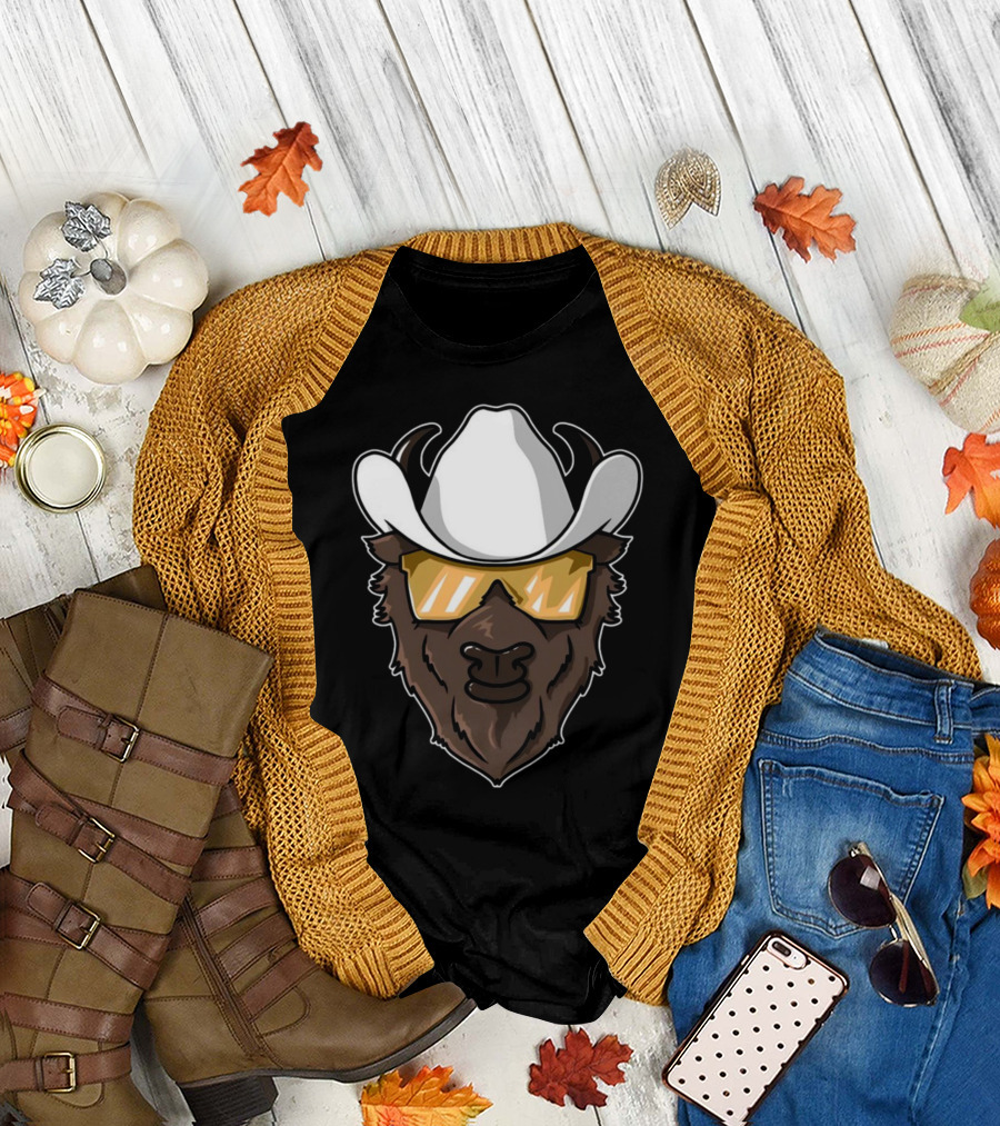 Colorado Buffalo Cowboy Hat and Sunglasses T-Shirt