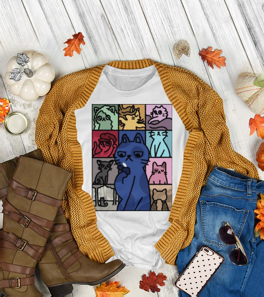 Diegomonstercat TS Midnights The Eras Tour Nine Cats Color Blocks T-Shirt