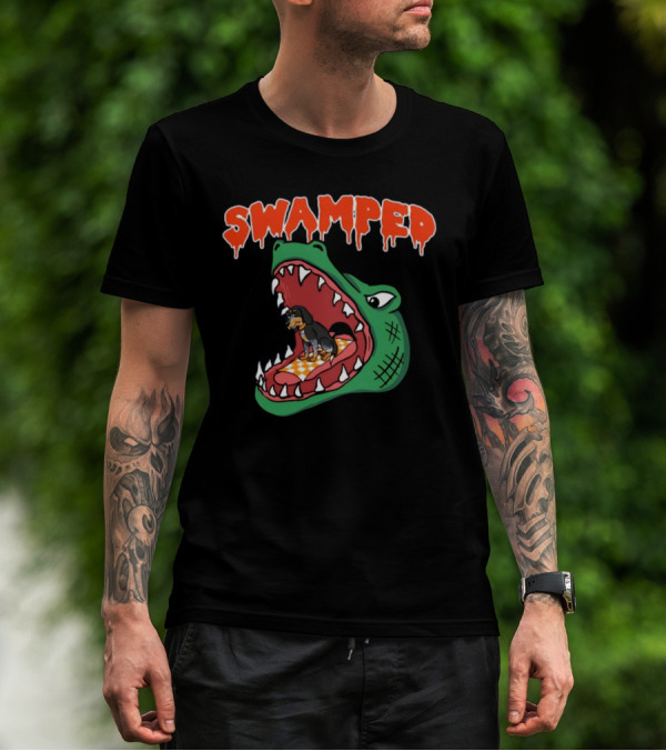 Swamped Hoodie Dog In Gator Mouth T-Shirt