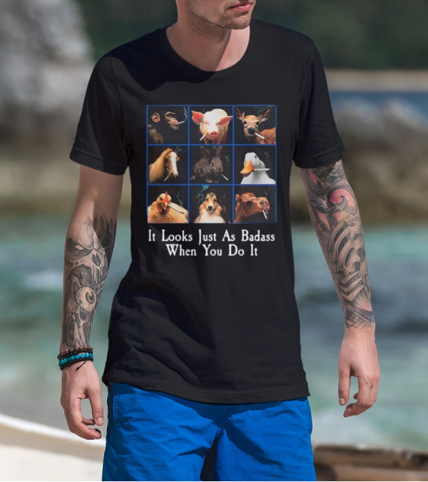 It Looks Just As Badass When You Do It Smoking Animals Grid T-Shirt