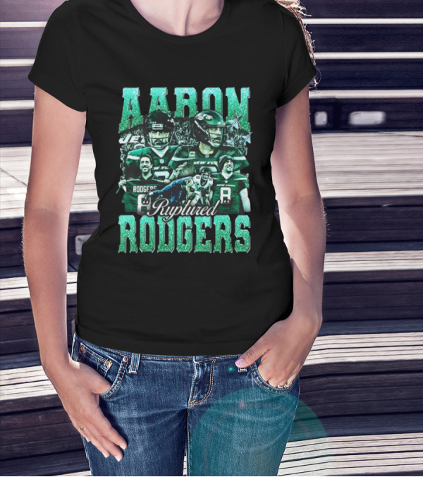 Aaron Rodgers Ruptured Rodgers New York Jets Quarterback Collage T-Shirt