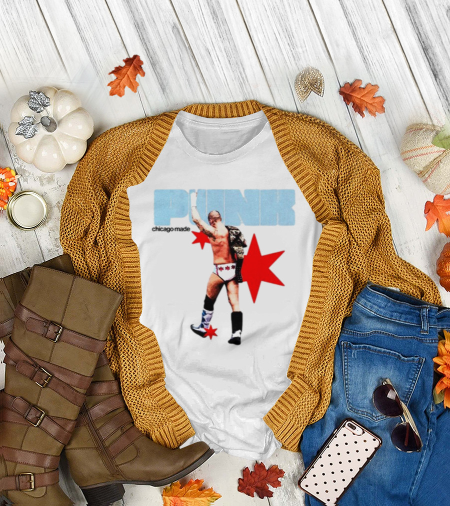 Punk Chicago Made Wrestler with Stars and Backpack T-Shirt