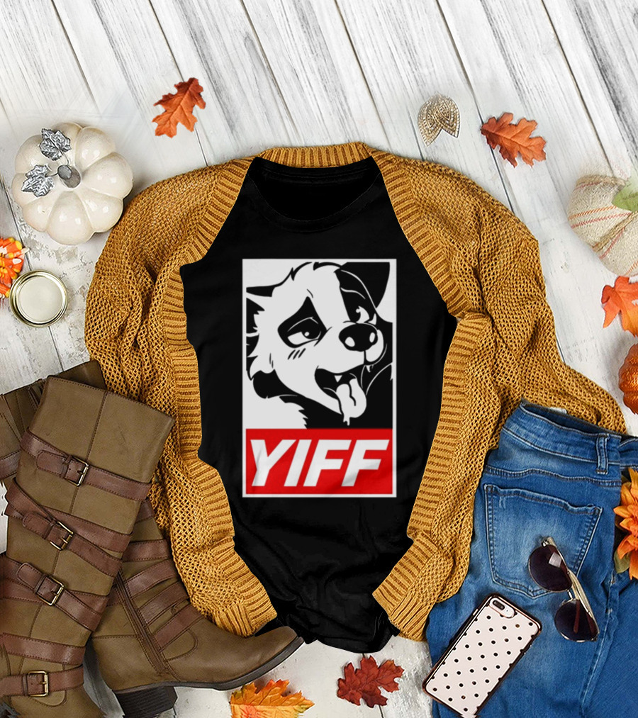 Yiff Dog Logo Red and White T-Shirt