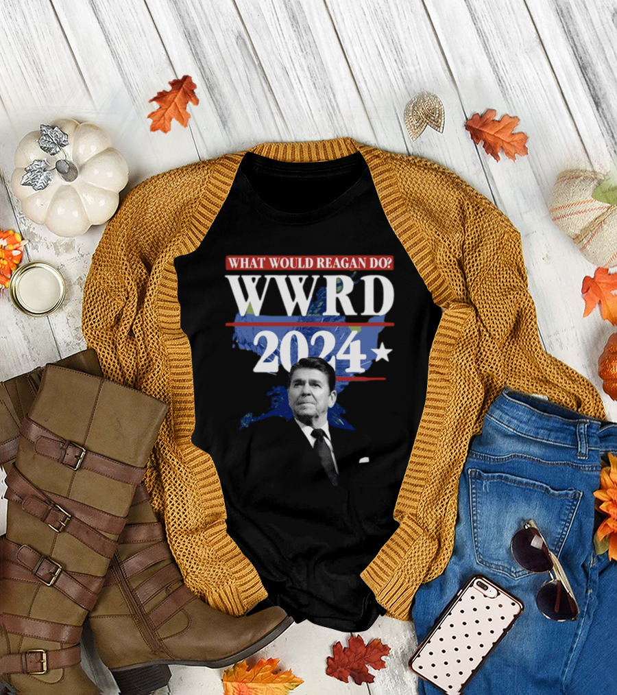 What Would Reagan Do Wwrd 2024 Blue World Map Background T-Shirt
