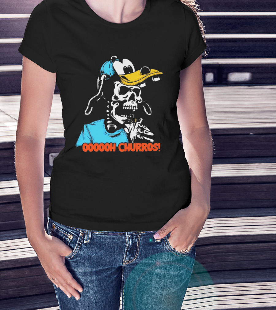 Oooooh Churros Skeleton Dog Character Eating Snack T-Shirt