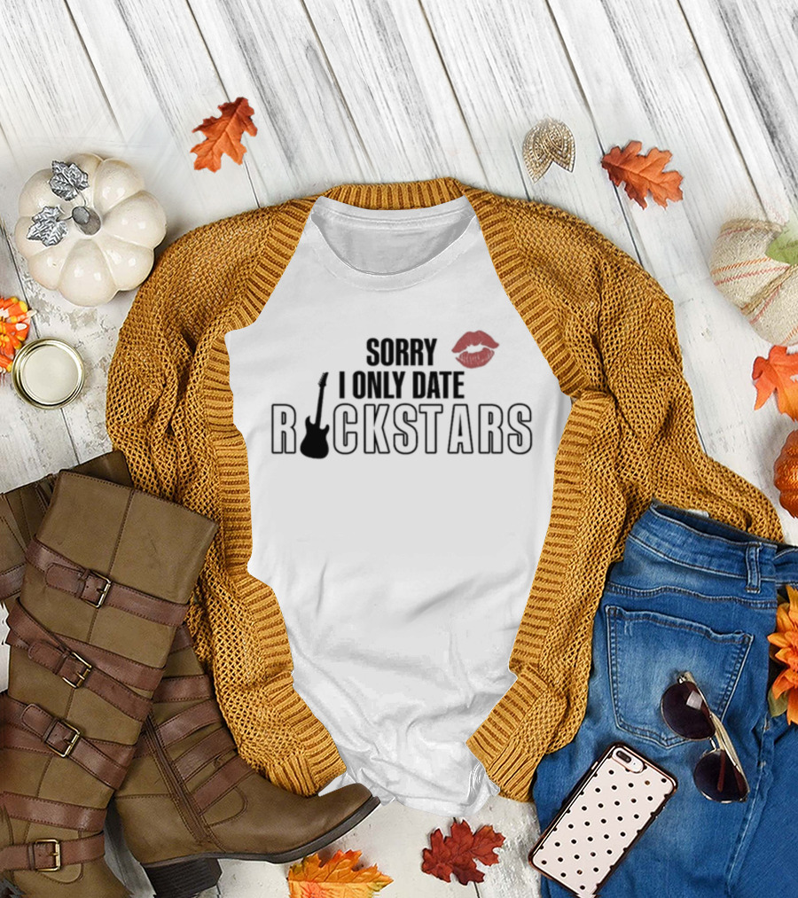 Sorry I Only Date Rockstars Guitar and Lips T-Shirt