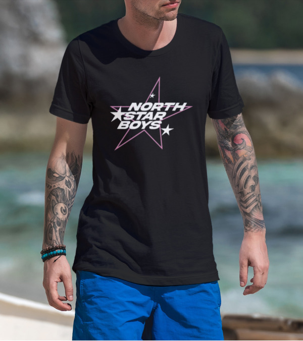 North Star Boys Pink And White Star T-Shirt