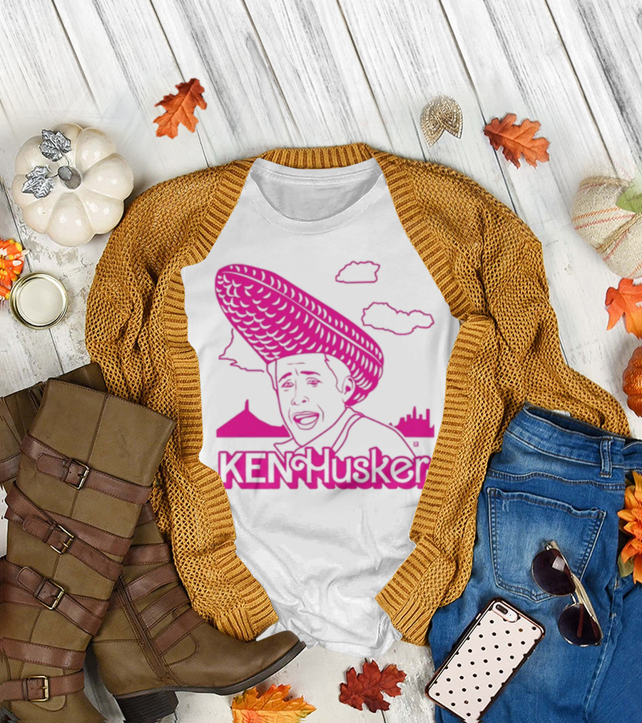 Ken Husker Corn Hat City Skyline T-Shirt