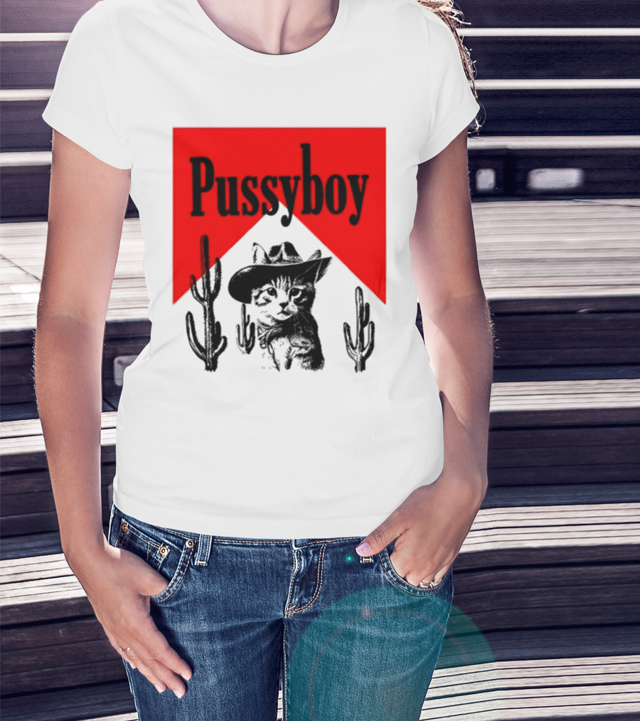 Pussyboy Cat Cactus Cowboy Hat Ezra Miche T-Shirt