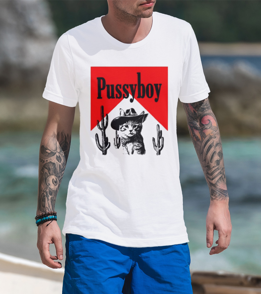 Pussyboy Cat Cactus Cowboy Hat Ezra Miche T-Shirt