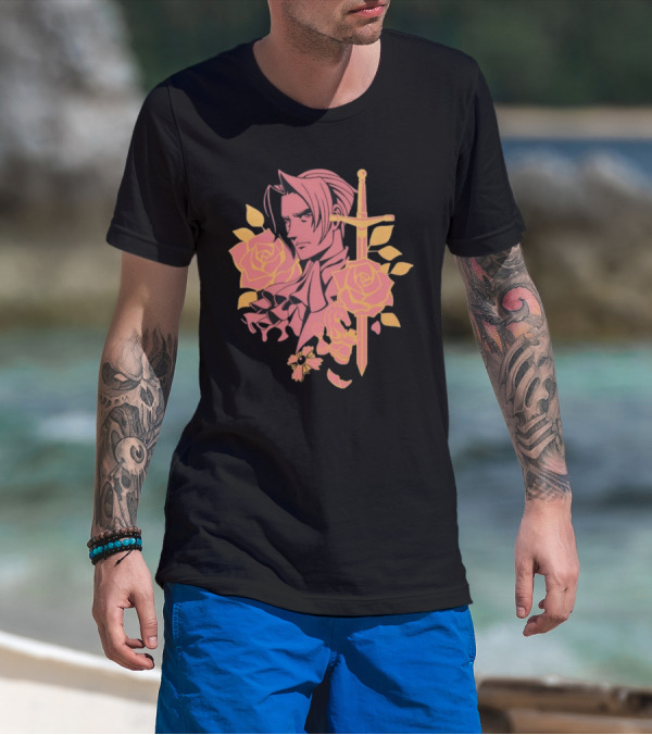Fangamer King Of Prosecutors Miles Edgeworth Roses Sword Medallion T-Shirt