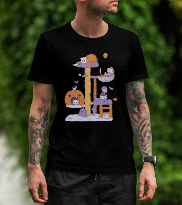 Gotfunny Cat Horror Icons Pumpkin Halloween Playhouse T-Shirt