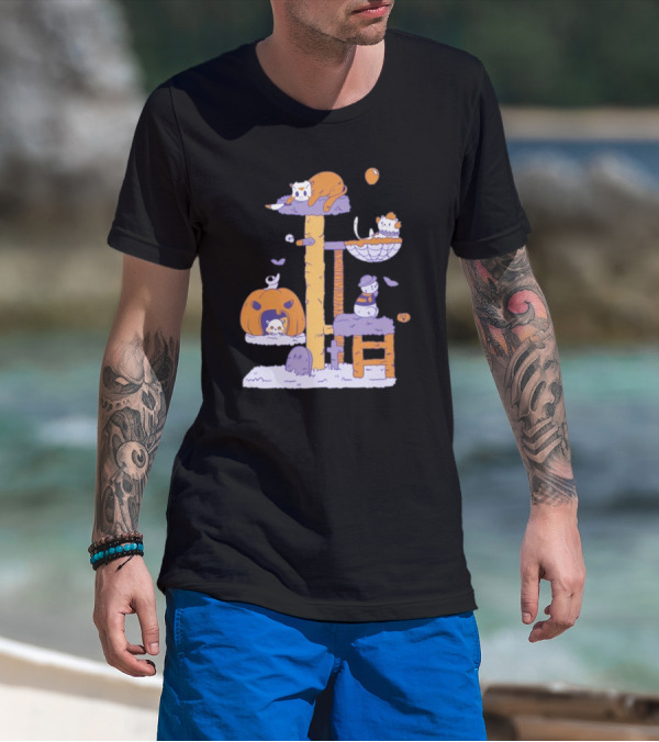 Gotfunny Cat Horror Icons Pumpkin Halloween Playhouse T-Shirt