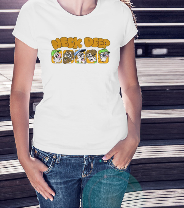 Neck Deep Cartoon Band Character Faces T-Shirt