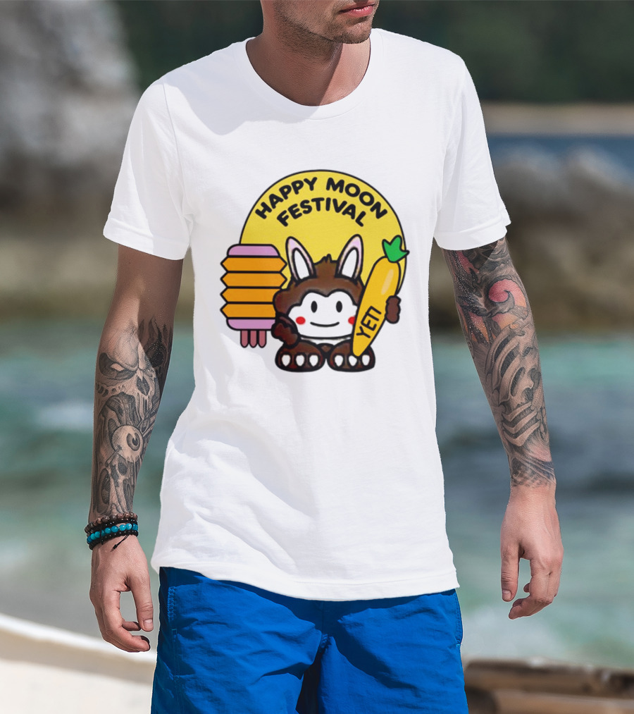 Rockstar Games Happy Moon Festival Yeti Lantern Rabbit T-Shirt