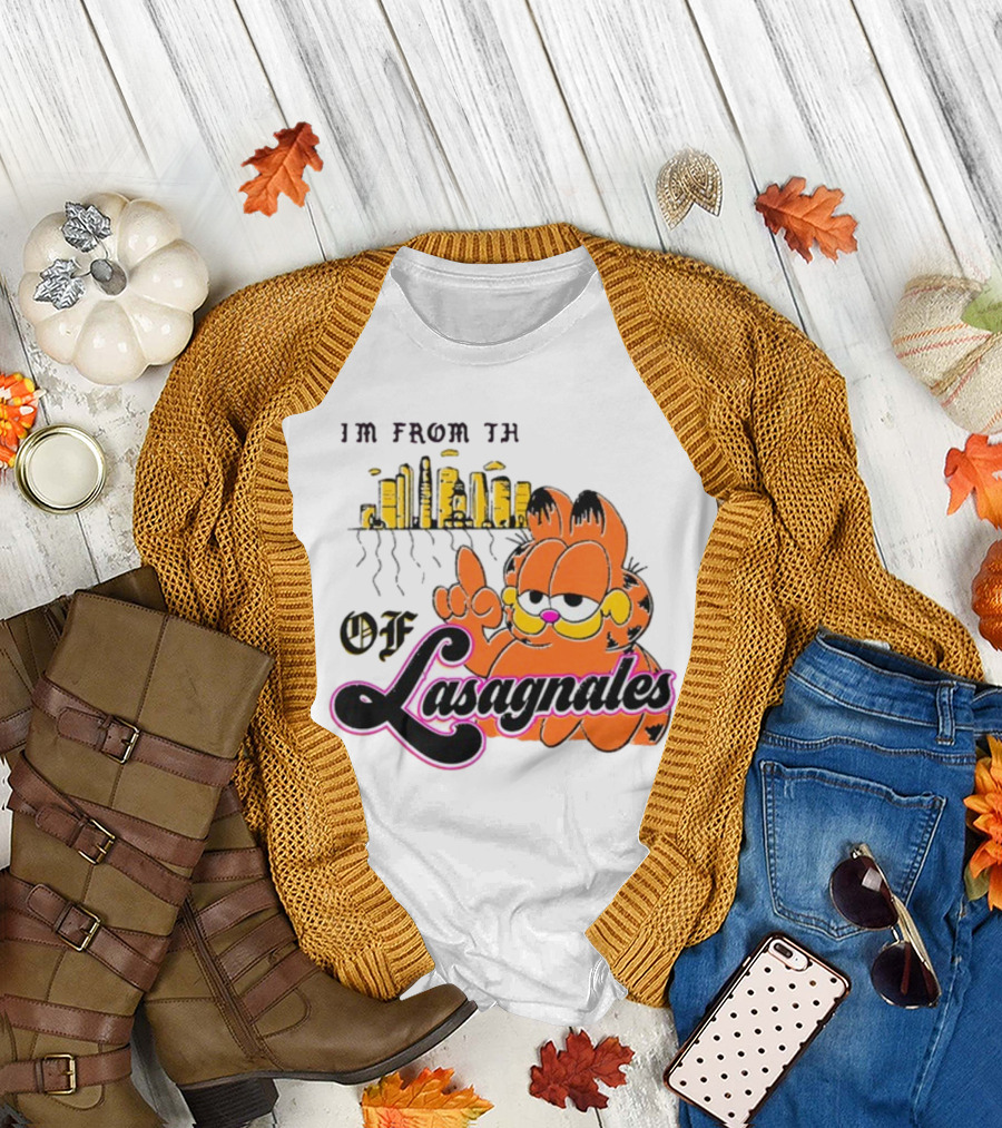 I'm From the Streets of Lasagnales with Garfield and Skyline T-Shirt