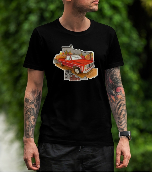 C1ohhh Junkyera Digs Vintage Red Pickup Truck Scenic Autumn Background Classic T-Shirt