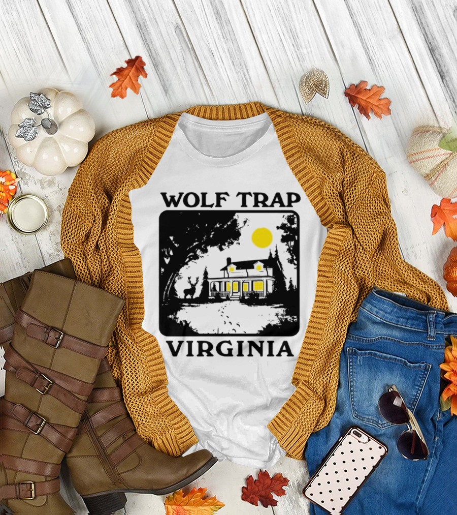 Woodsjpeg Wolf Trap Virginia Nighttime Cabin Scene T-Shirt