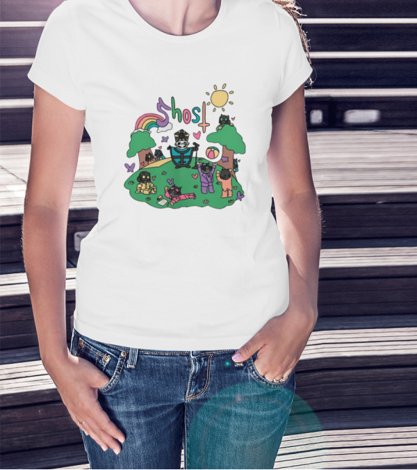 Cardinal Copia Ghost Slipknot Fun Cartoon Scene With Rainbow And Sun T-Shirt