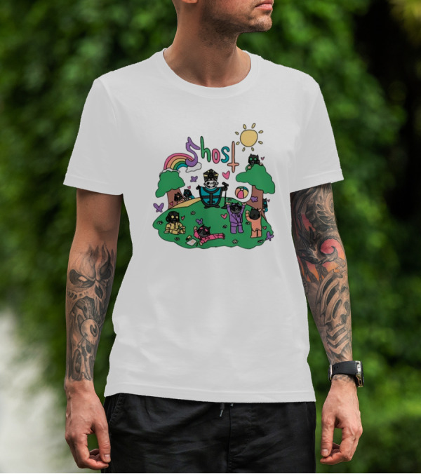Cardinal Copia Ghost Slipknot Fun Cartoon Scene With Rainbow And Sun T-Shirt