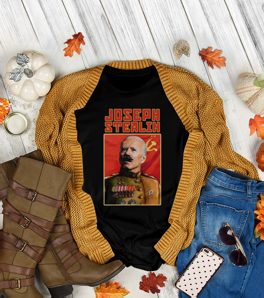 Joseph Stealin Soviet Parody Stalin Uniform Red Flag T-Shirt