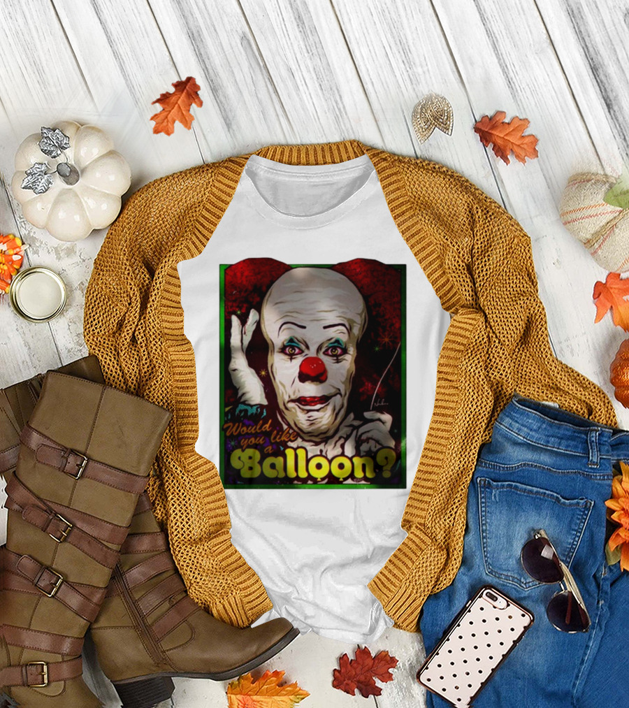 Would You Like A Balloon Clown Face Art by Nordacious T-Shirt