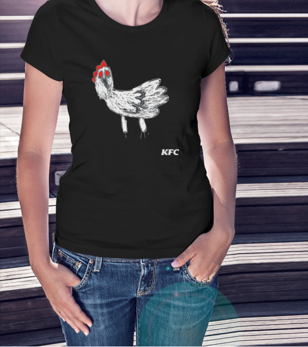KFC Chicken Sketch With Red Accents T-Shirt