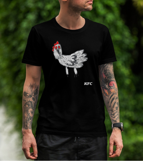 KFC Chicken Sketch With Red Accents T-Shirt