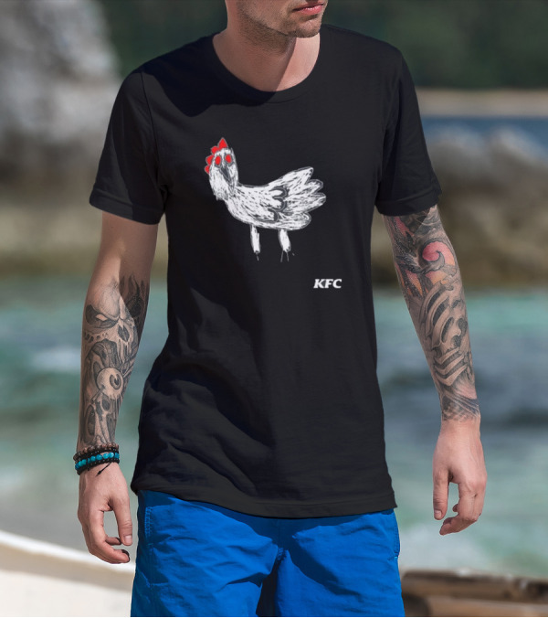 KFC Chicken Sketch With Red Accents T-Shirt