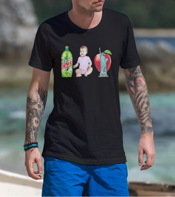 Diet Mountain Dew Baby Statue Of Liberty Apple New York City T-Shirt
