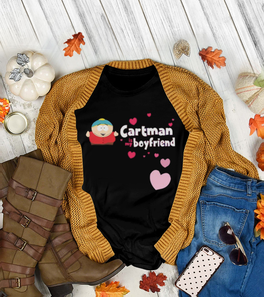 Cartman Is My Boyfriend Pink Hearts Cartoon Character T-Shirt