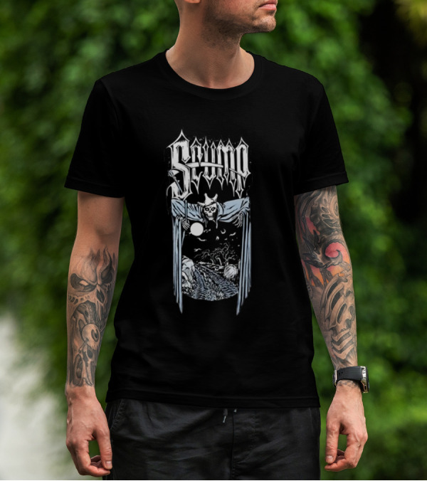 Scump Graveyard Skull Grim Reaper Nighttime Moon Scene T-Shirt