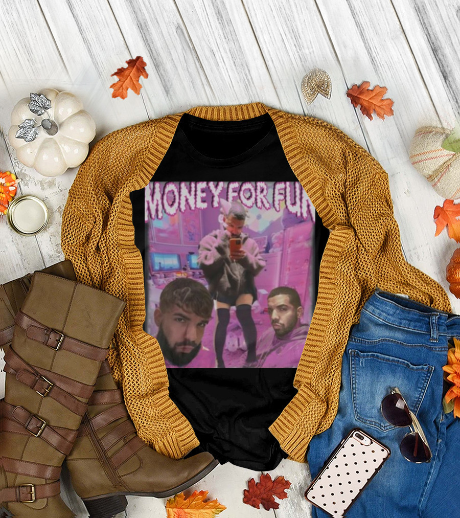 Money For Fun Funnyahhtees Pink Room Selfie Collage T-Shirt